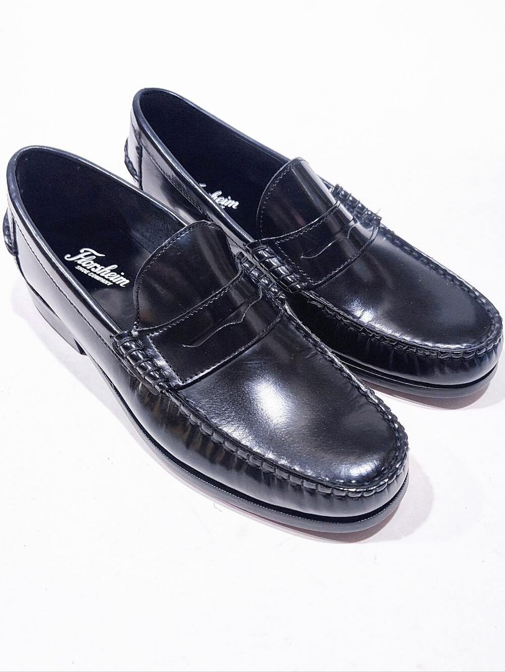 Florsheim Men's Berkley Black Leather Penny Loafers 17058-01 Moc Toe Size 8D